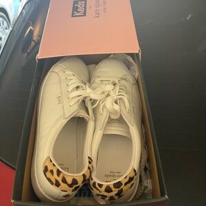 Keds White Sneakers with Leopard Detail